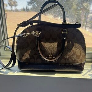 Coach Brown Satchel with Signature Pattern and Elegant Design